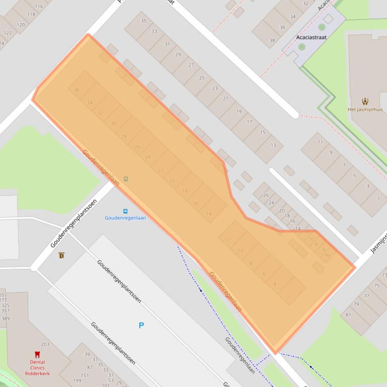 Kaart van postcodegebied 2982TA.