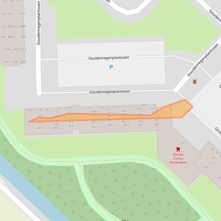 Kaart van postcodegebied 2982TG.