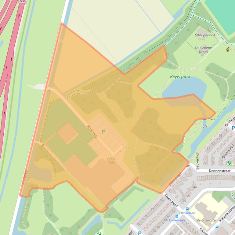 Kaart van postcodegebied 2982TN.