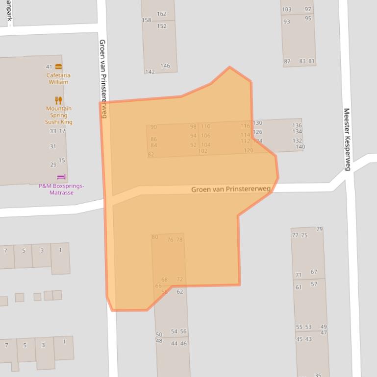 Kaart van postcodegebied 2982VD.