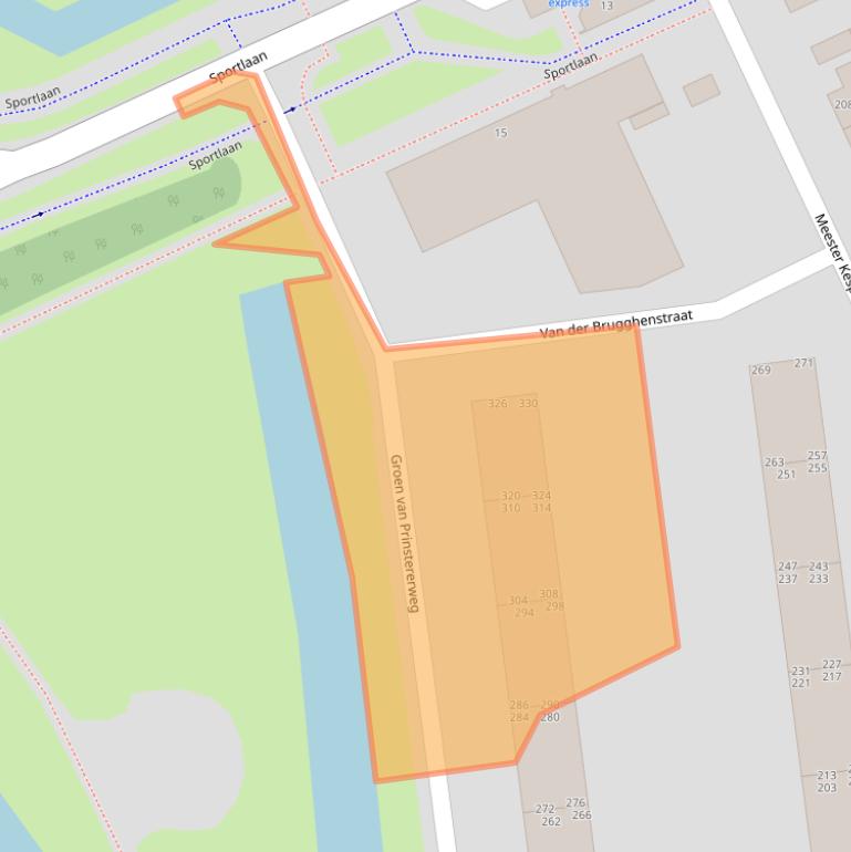 Kaart van postcodegebied 2982VJ.