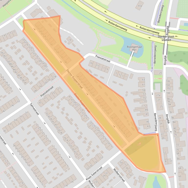 Kaart van postcodegebied 2982XD.