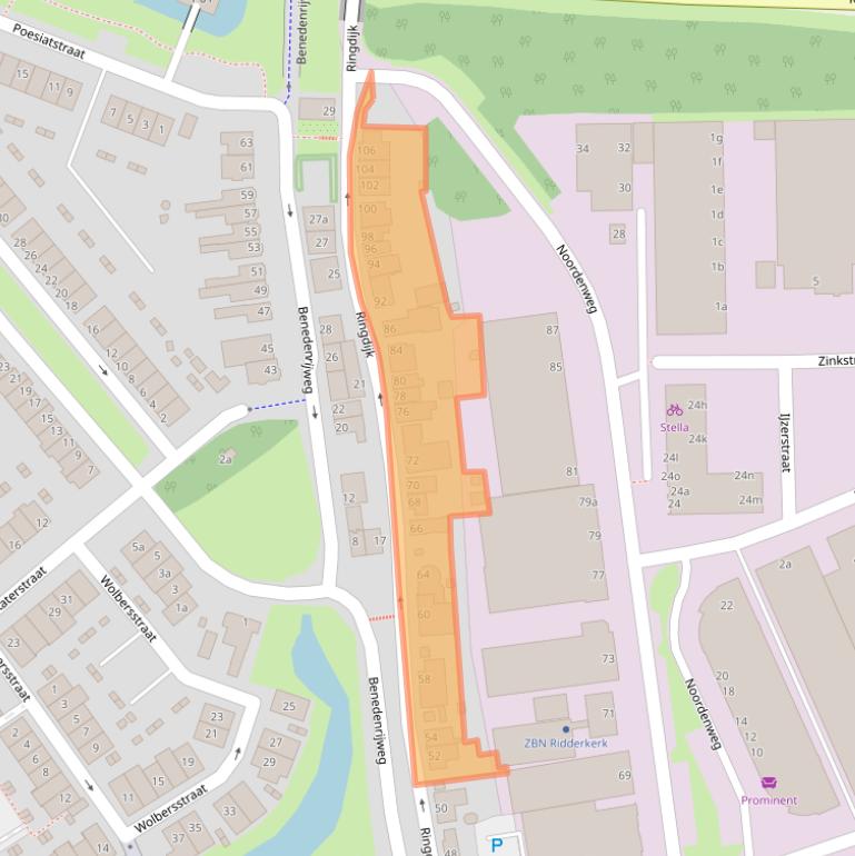 Kaart van postcodegebied 2982XH.