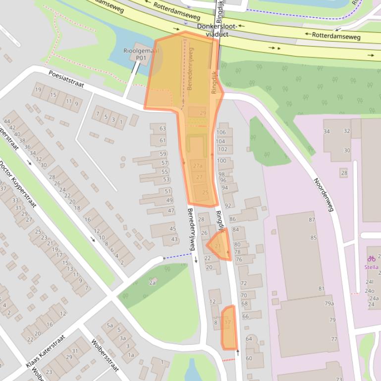 Kaart van postcodegebied 2982XJ.