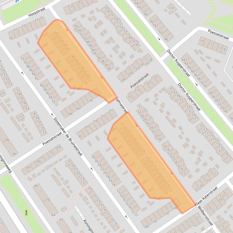 Kaart van postcodegebied 2982XM.