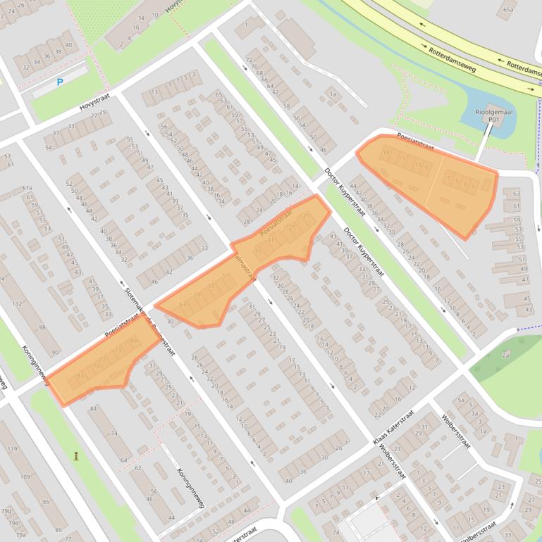 Kaart van postcodegebied 2982XP.