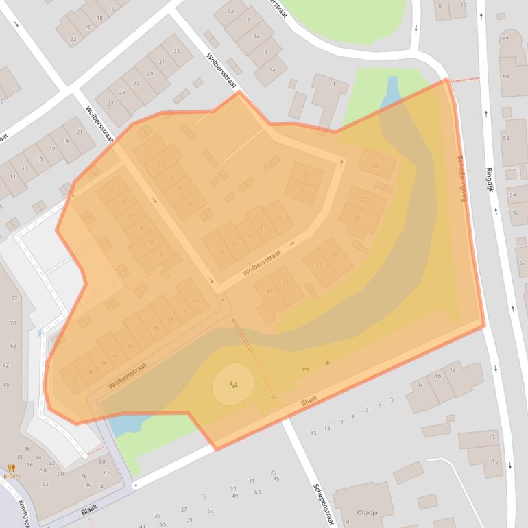 Kaart van postcodegebied 2982XS.