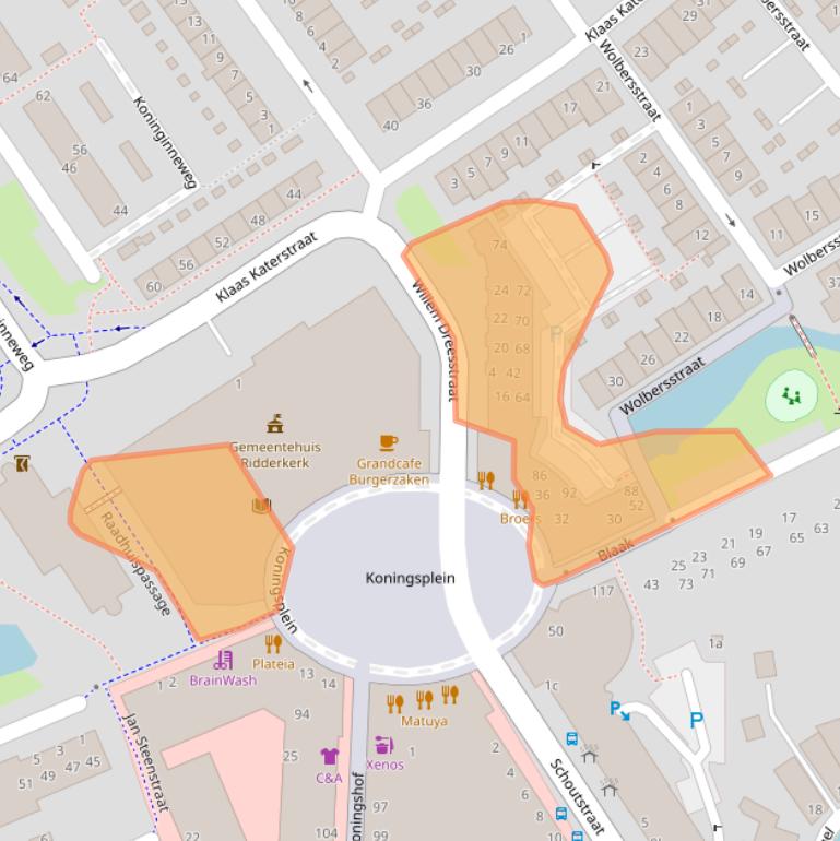 Kaart van postcodegebied 2982XT.