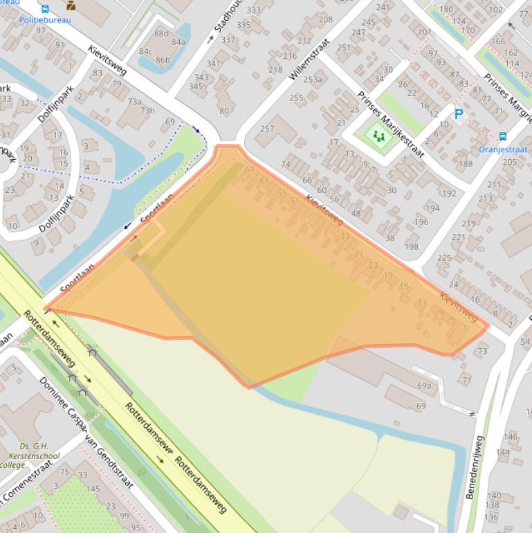 Kaart van postcodegebied 2983AC.