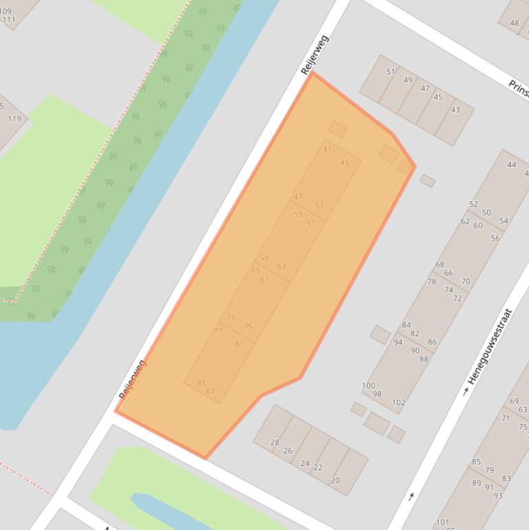 Kaart van postcodegebied 2983AN.