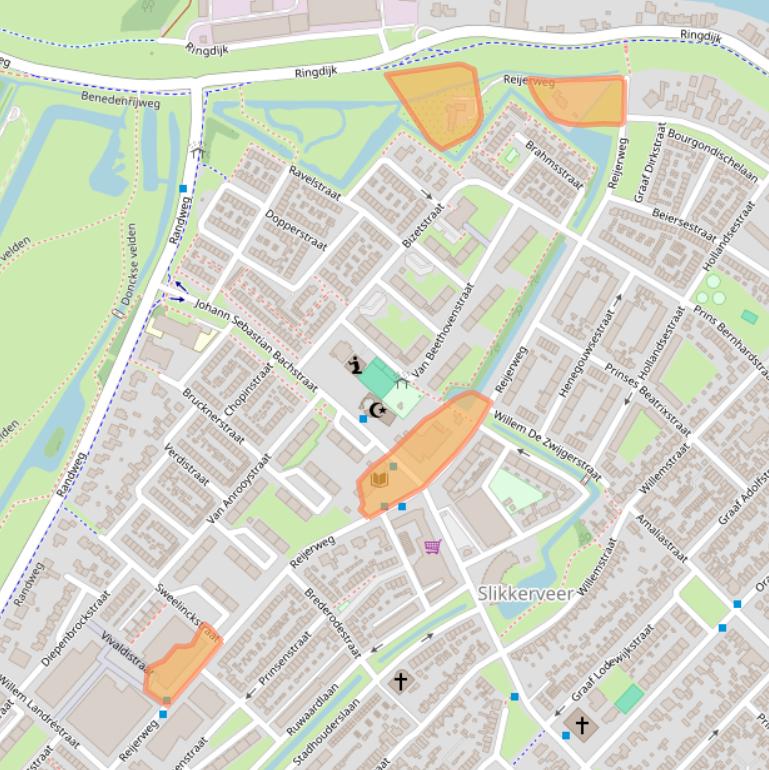 Kaart van postcodegebied 2983AT.