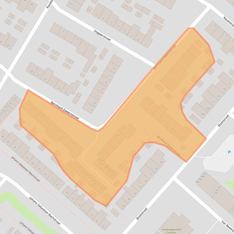 Kaart van postcodegebied 2983BA.