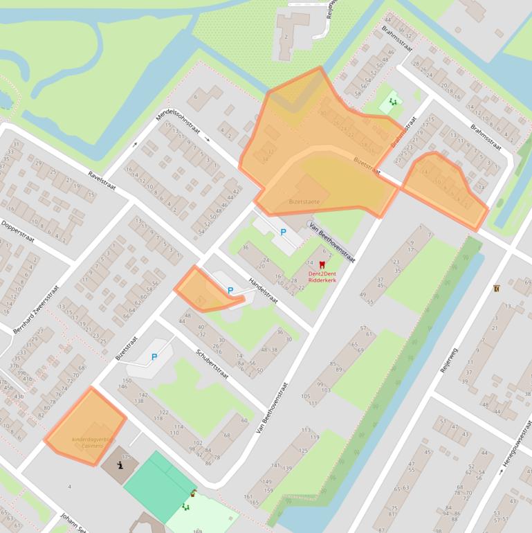 Kaart van postcodegebied 2983BC.