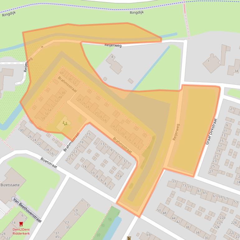 Kaart van postcodegebied 2983BG.