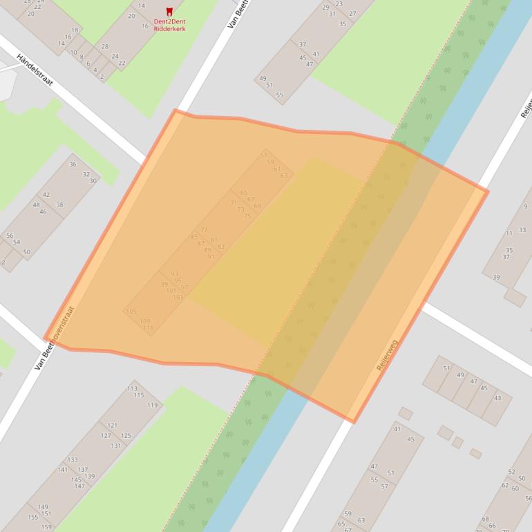 Kaart van postcodegebied 2983BS.