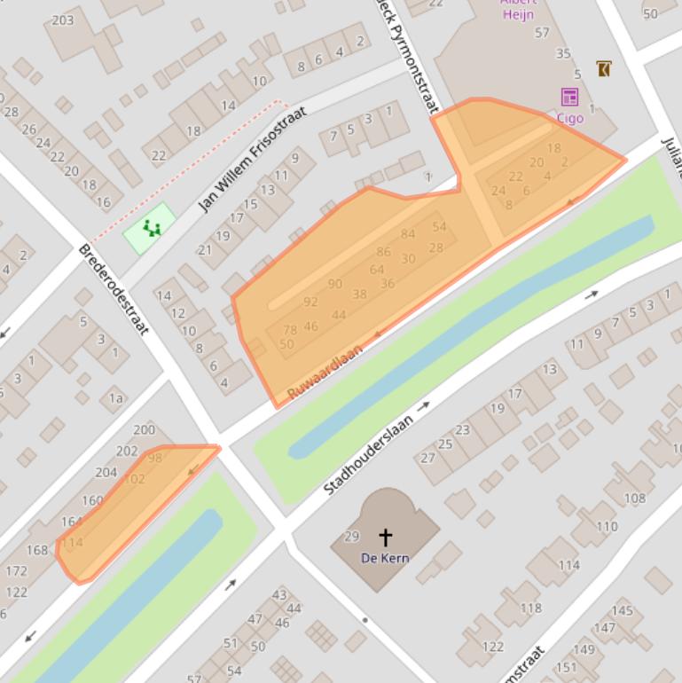 Kaart van postcodegebied 2983CM.