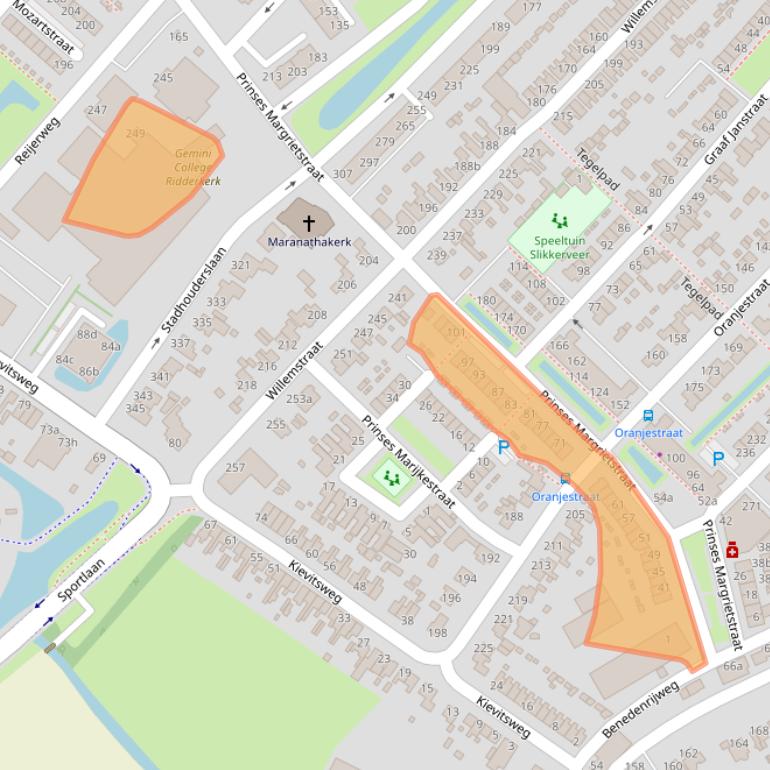 Kaart van postcodegebied 2983ED.