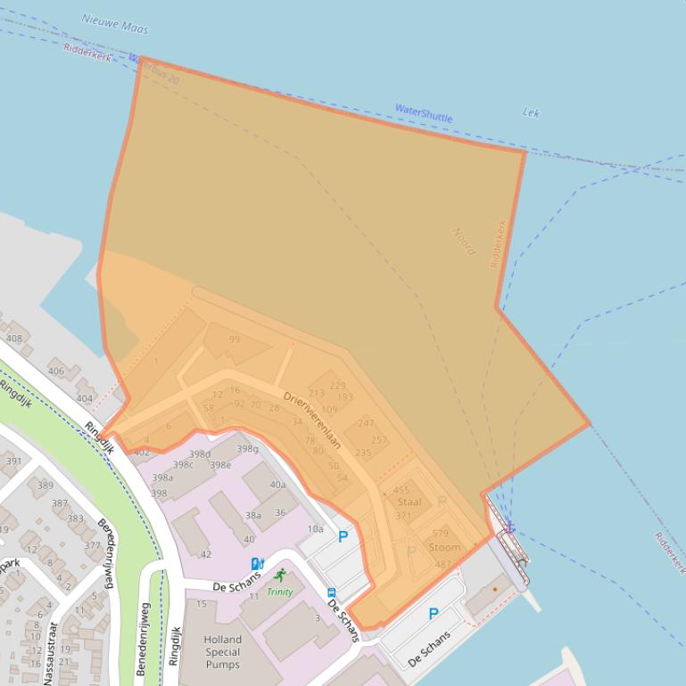 Kaart van postcodegebied 2983GW.