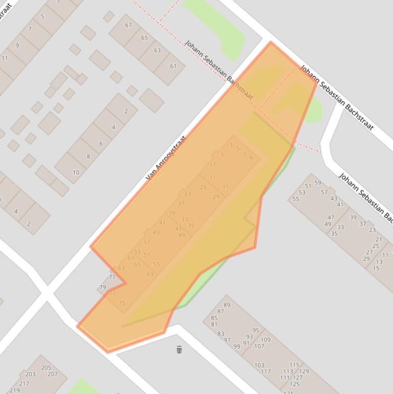 Kaart van postcodegebied 2983VD.