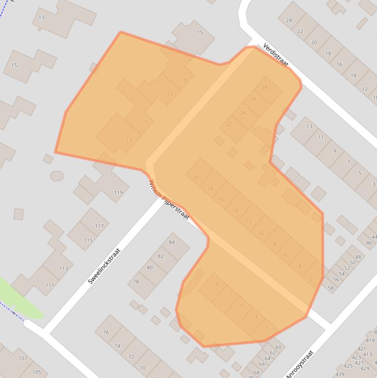 Kaart van postcodegebied 2983VP.