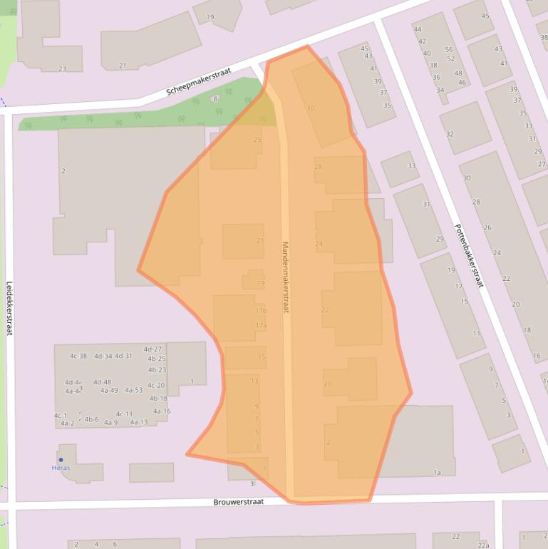 Kaart van postcodegebied 2984AS.