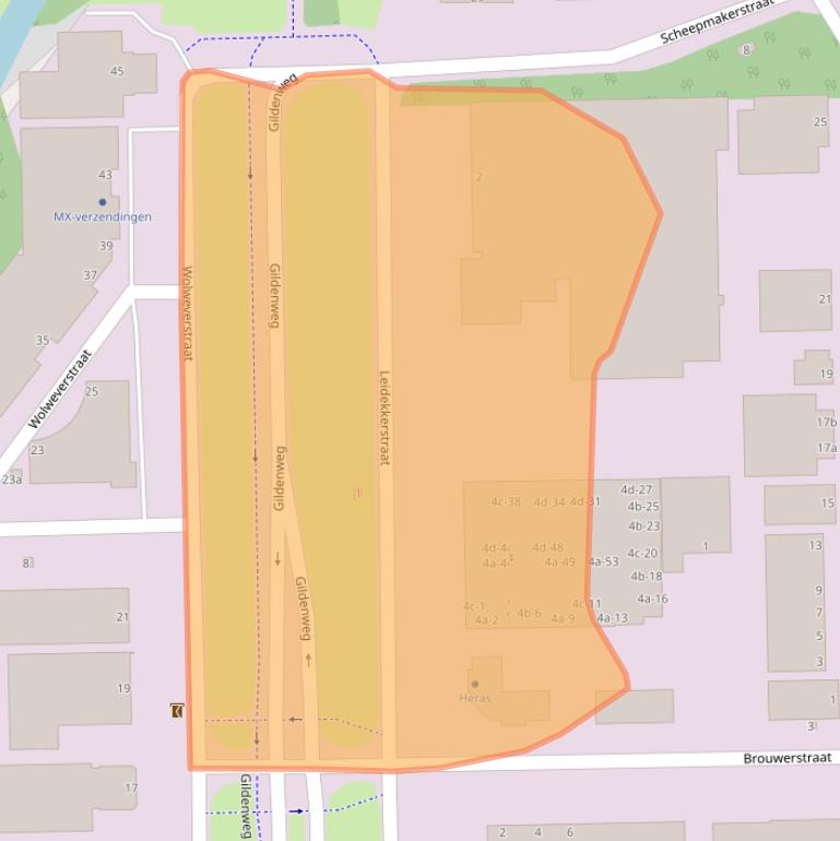 Kaart van postcodegebied 2984AV.