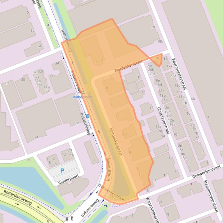 Kaart van postcodegebied 2984BM.