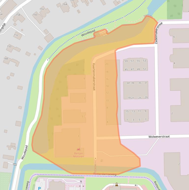 Kaart van postcodegebied 2984CB.