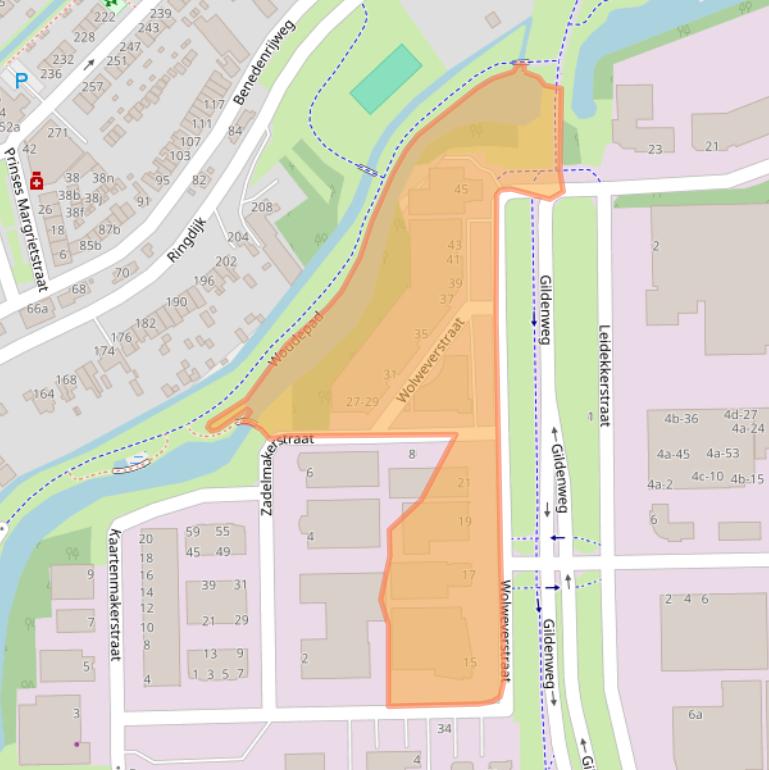 Kaart van postcodegebied 2984CE.