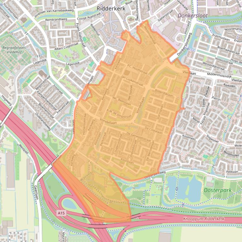 Kaart van postcodegebied 2985.