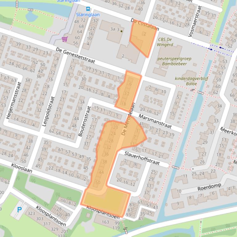 Kaart van postcodegebied 2985BD.