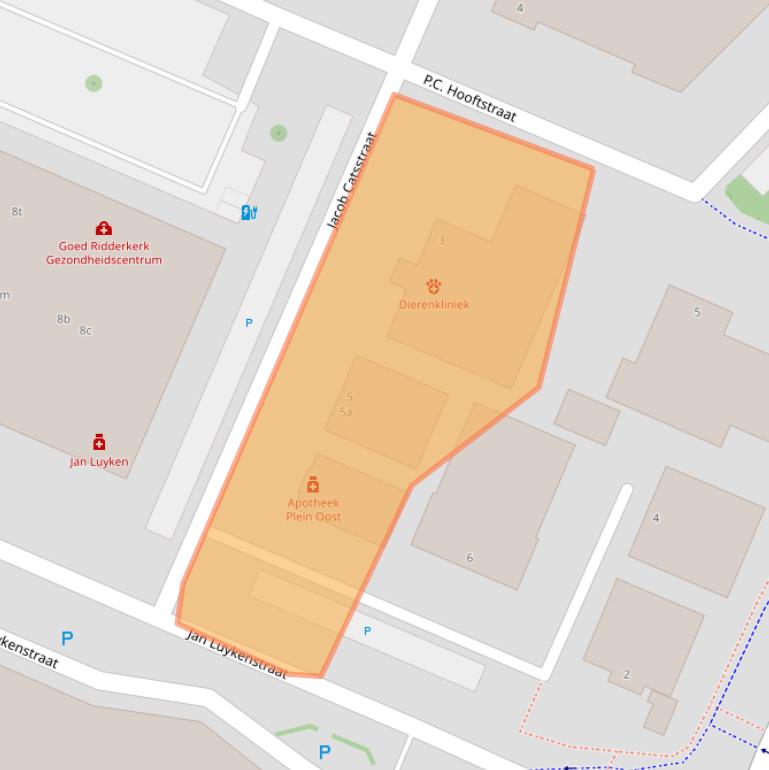 Kaart van postcodegebied 2985BE.