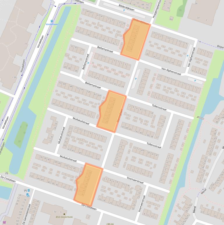 Kaart van postcodegebied 2985BN.