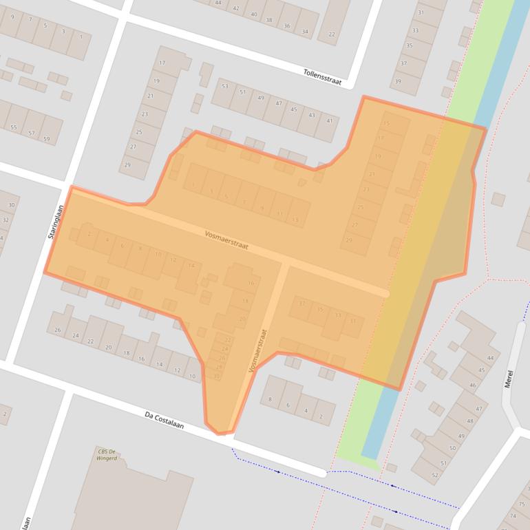 Kaart van postcodegebied 2985BT.