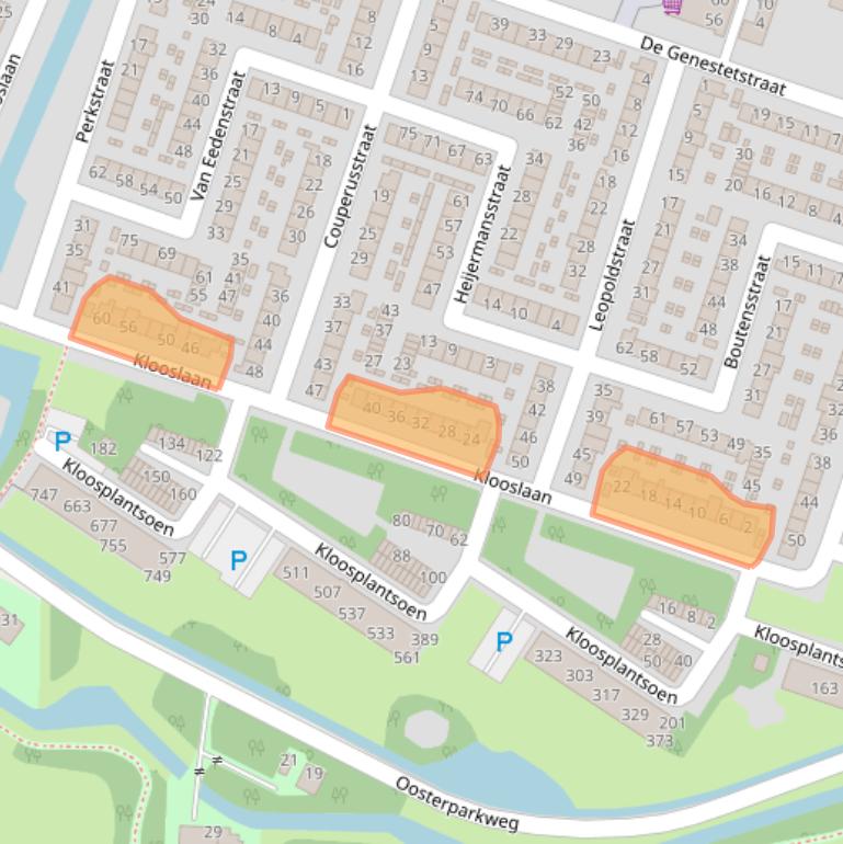 Kaart van postcodegebied 2985CL.