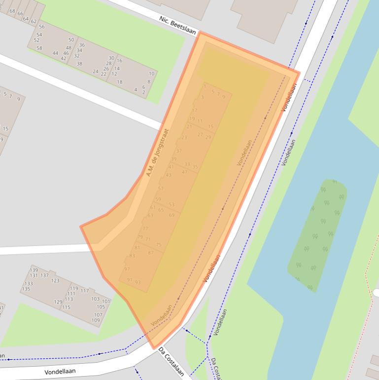 Kaart van postcodegebied 2985TA.