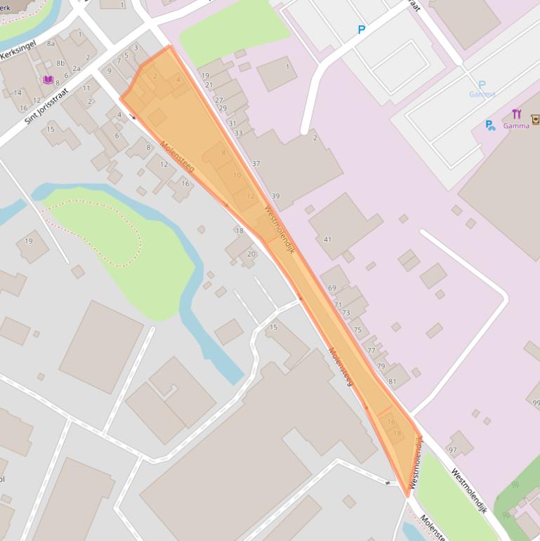 Kaart van postcodegebied 2985XH.