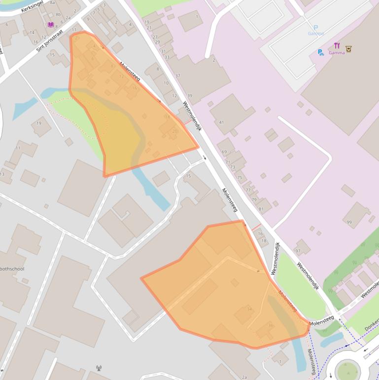 Kaart van postcodegebied 2985XM.