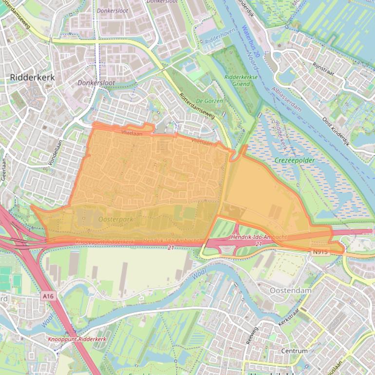 Kaart van postcodegebied 2986.