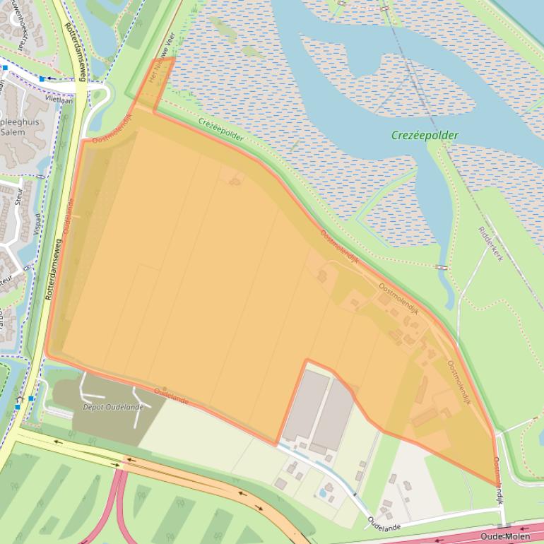 Kaart van postcodegebied 2986AA.