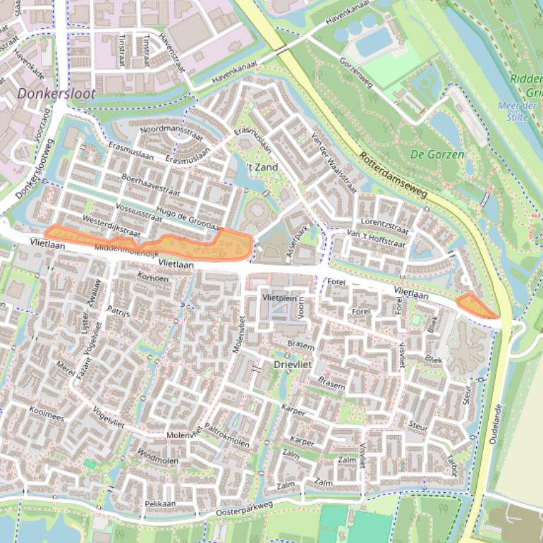 Kaart van postcodegebied 2986AB.