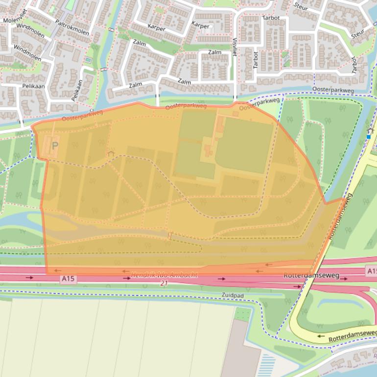 Kaart van postcodegebied 2986AE.