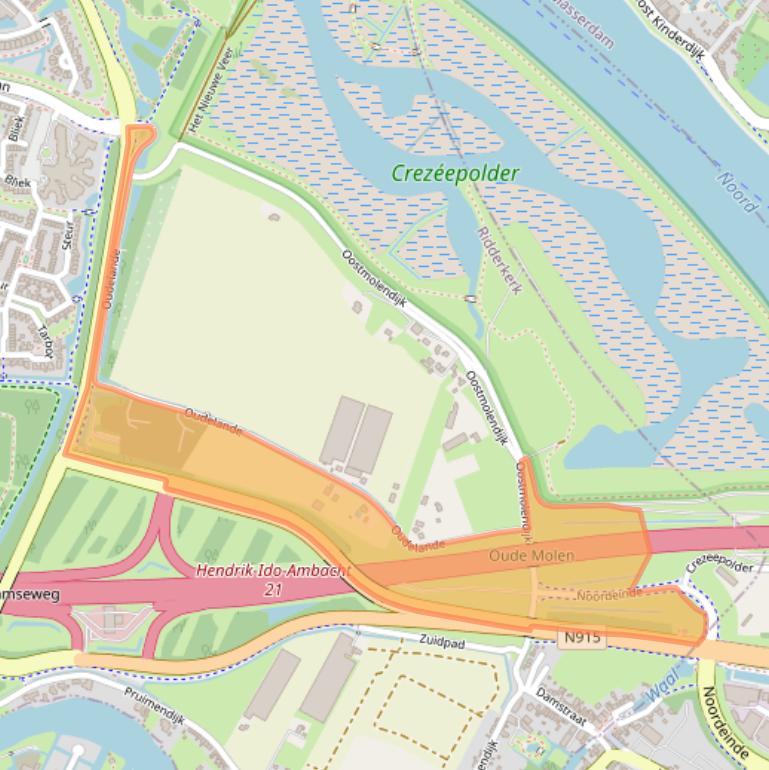 Kaart van postcodegebied 2986AG.
