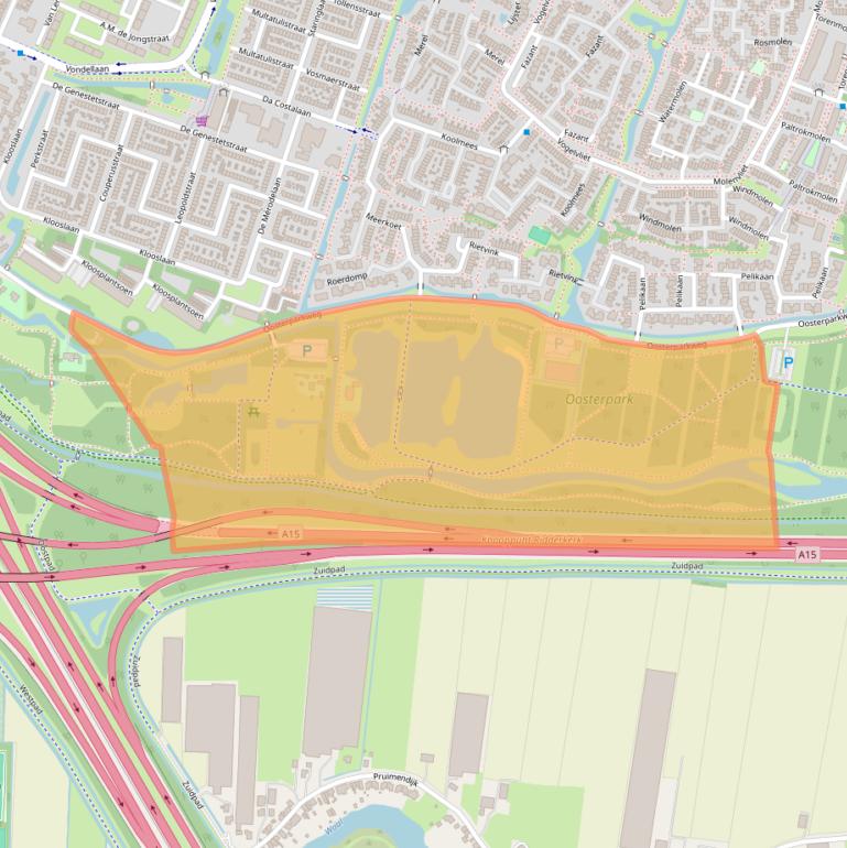 Kaart van postcodegebied 2986AJ.