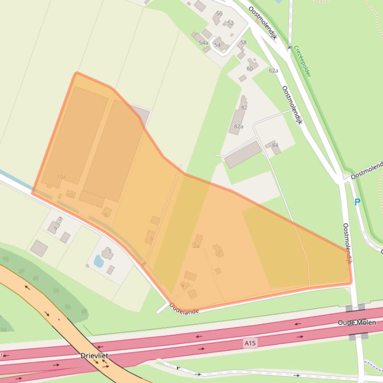 Kaart van postcodegebied 2986AK.