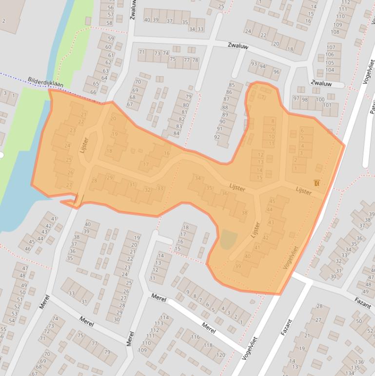 Kaart van postcodegebied 2986BA.