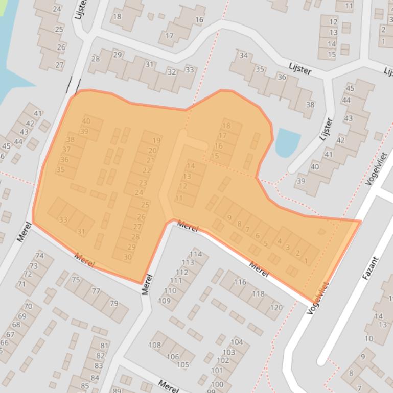 Kaart van postcodegebied 2986BB.
