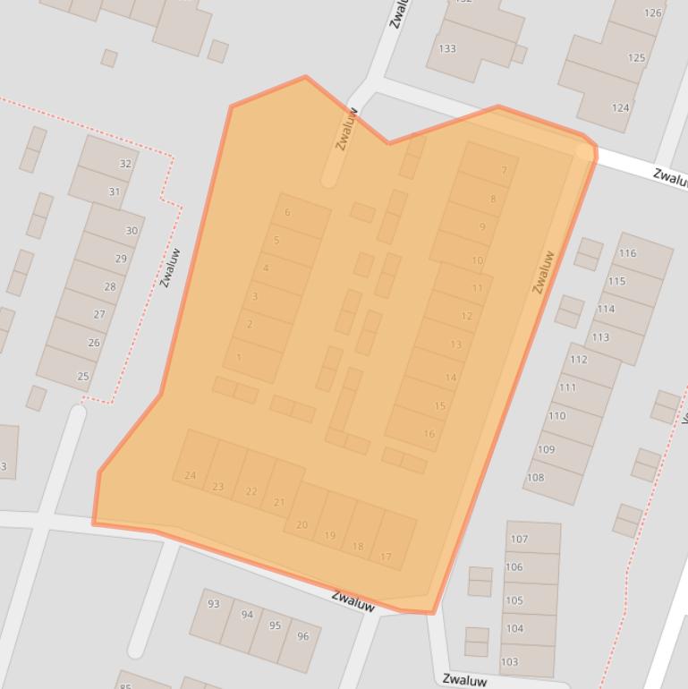 Kaart van postcodegebied 2986BE.
