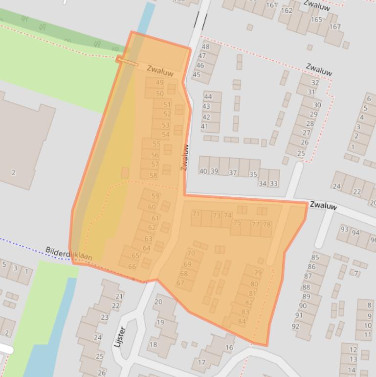 Kaart van postcodegebied 2986BH.