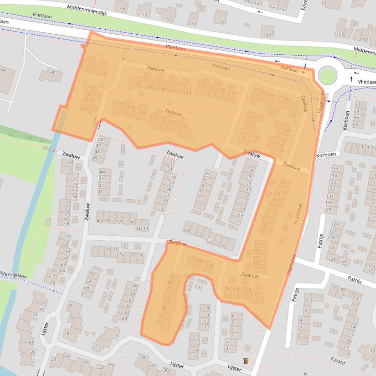 Kaart van postcodegebied 2986BJ.